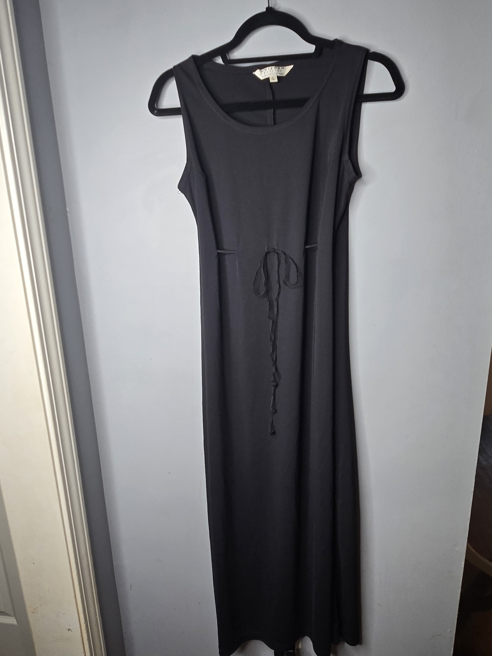 Uniform Petites John Paul Richard Black Sleeveless Maxi Dress Size L Tie Waist